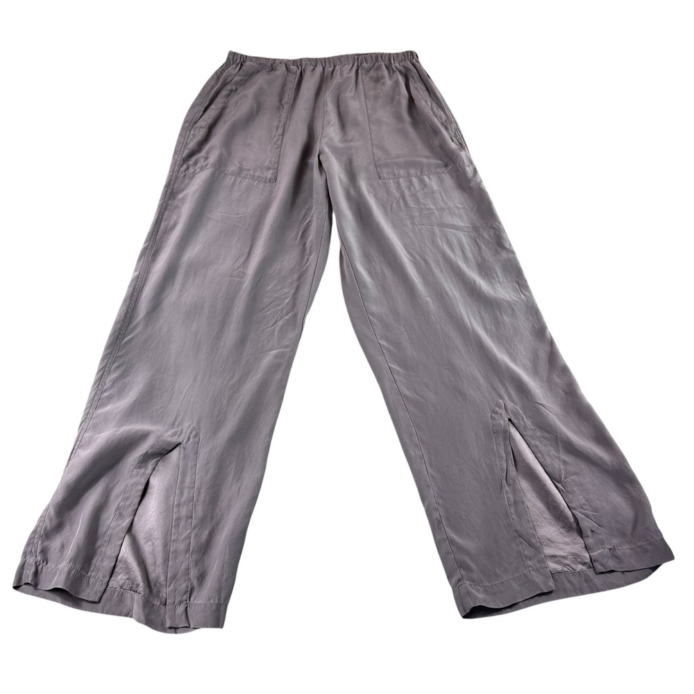 Lisa Todd Gray Lounge Pants Large Elastic Waist Slit Hem Casual Comfy